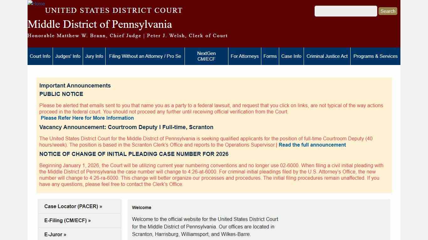 Middle District of Pennsylvania United States District Court